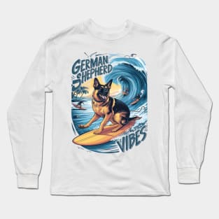 Wave Rider: A German Shepherd Surfing Long Sleeve T-Shirt